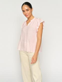 MOS MOSH Ruffle Sleeve Pure Linen Top, Ballet Slipper