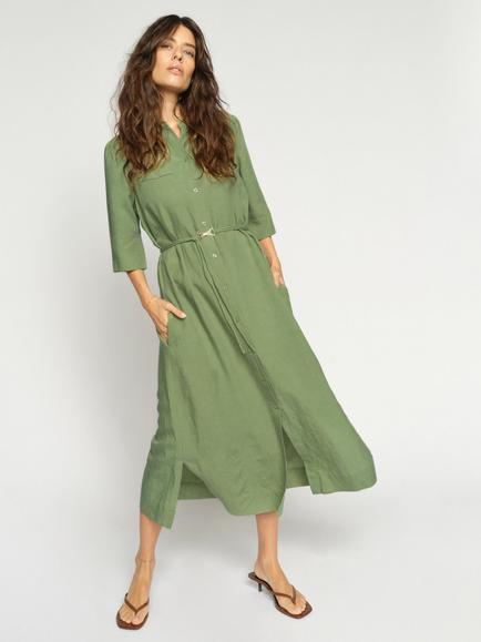 MOS MOSH Rayas Alexi Tie Waist Shirt Dress, Turf Green, Turf Green