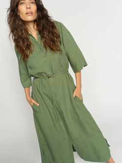 MOS MOSH Rayas Alexi Tie Waist Shirt Dress, Turf Green - view 2, Turf Green