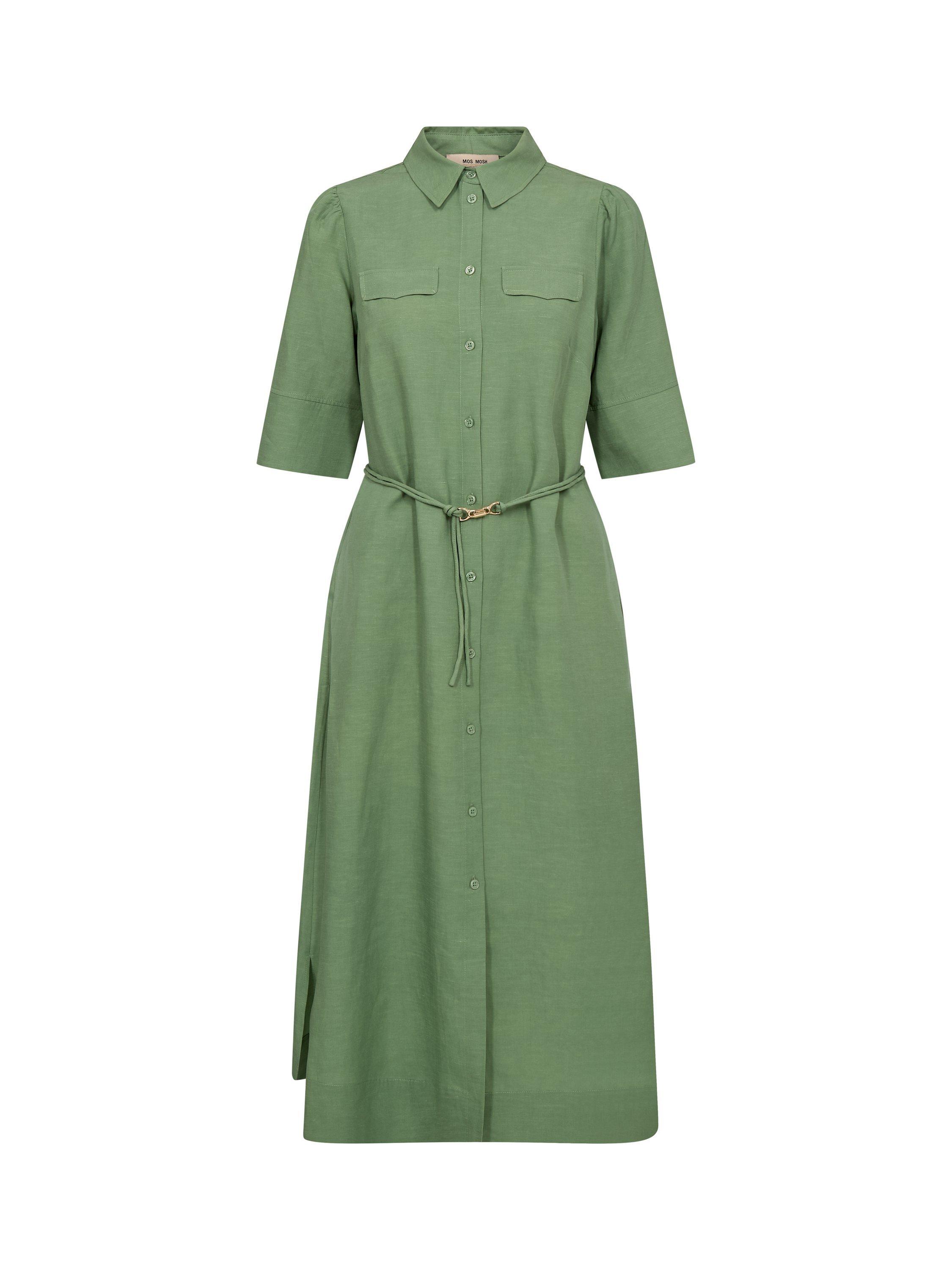 MOS MOSH Rayas Alexi Tie Waist Shirt Dress, Turf Green