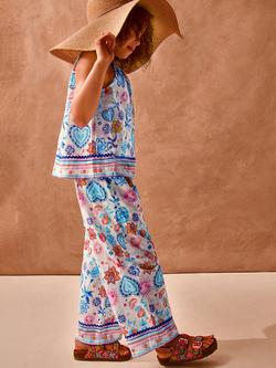 Monsoon Kids' Summer Print Top & Trousers Set, Cream - view 2, Cream