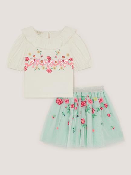 Monsoon Kids' Sequin Top and Mesh Skirt Set, Multi, Multi