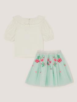 Monsoon Kids' Sequin Top and Mesh Skirt Set, Multi - view 2, Multi