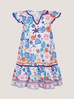 Monsoon Kids' Summer Print Dress, Cream, Cream