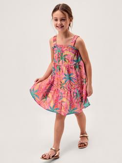 Monsoon Kids' Tropical Swirl Print Beach Dress, Orange, Orange