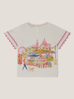 Monsoon Kids' Short Sleeve London Scene T-Shirt, White/Multi, White/Multi