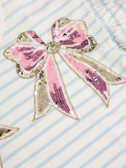 Monsoon Kids' Short Sleeve Sequin Bow T-Shirt, White/Multi - view 2, White/Multi