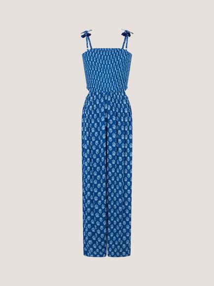 Monsoon Kids' Floral Cut Out Jumpsuit, Navy, Navy