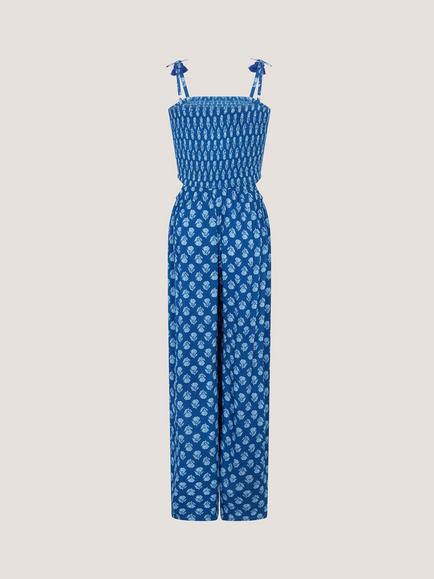 Monsoon Kids' Floral Cut Out Jumpsuit, Navy - view 2, Navy