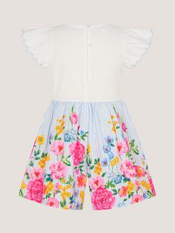 Monsoon Kids' Floral Shirred Playsuit, Multi - view 2, Multi