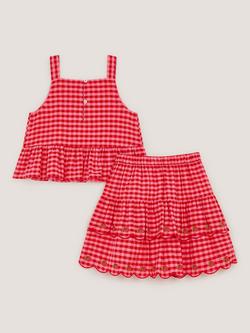 Monsoon Kids' Strawberry Top and Skirt Set, Red - view 2, Red