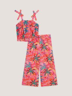 Monsoon Kids' Tropical Swirl Tank Top & Trousers Set, Orange, Orange