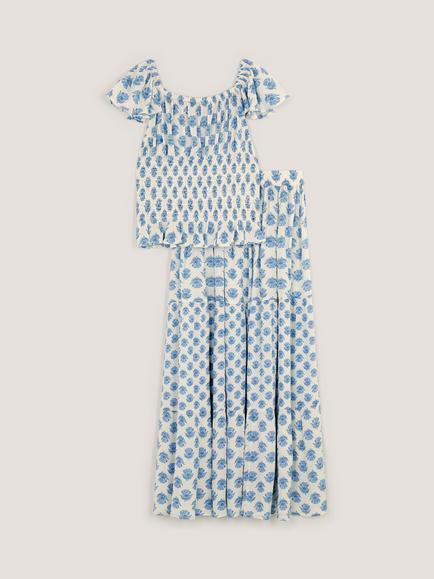 Monsoon Kids' Floral Smock Top and Maxi Skirt Set, White - view 2, White