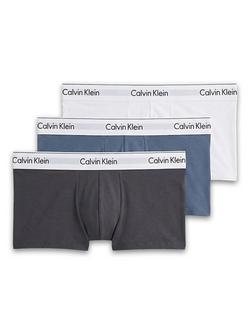 Calvin Klein Stretch Cotton Low Rise Trunks, Pack of 3, White/Multi, White/Multi