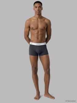 Calvin Klein Stretch Cotton Low Rise Trunks, Pack of 3, White/Multi - view 2, White/Multi