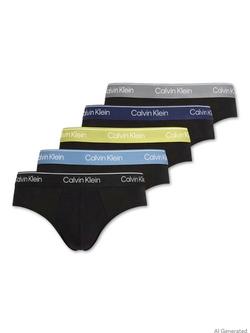 Calvin Klein Stretch Cotton Hip Briefs, Pack of 5, Black/Multi, Black/Multi