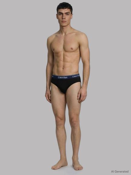 Calvin Klein Stretch Cotton Hip Briefs, Pack of 5, Black/Multi - view 2, Black/Multi