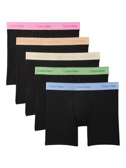 Calvin Klein Waistband Stretch Cotton Boxer Briefs, Pack of 5, Black/Multi, Black/Multi