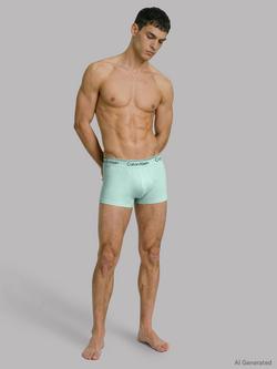 Calvin Klein Low Rise Trunks, Pack of 3, Mint/Multi - view 2, Mint/Multi
