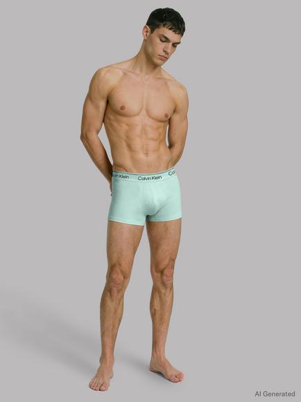 Calvin Klein Low Rise Trunks, Pack of 3, Mint/Multi - view 2, Mint/Multi