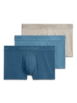 Calvin Klein Ultra Soft Modal Blend Mid Rise Trunks, Pack of 3, Blue/Multi, Blue/Multi