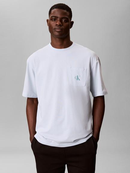 Calvin Klein Cotton Jersey Monogram Lounge T-Shirt, Blue - view 2, Blue