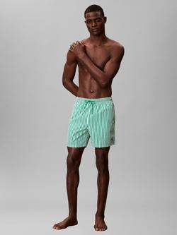 Calvin Klein Stripe Performance Woven Swim Shorts, Green Mid - view 2, Green Mid