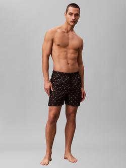 Calvin Klein Logo Pattern Performance Woven Swim Shorts, Black - view 2, Black