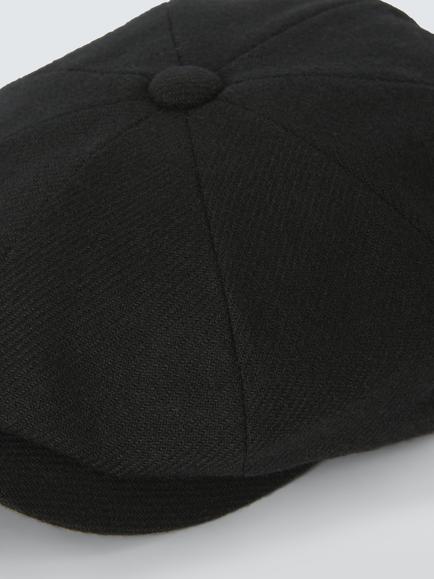 John Lewis Wool Plain Bakerboy Hat, Black - view 2, Black