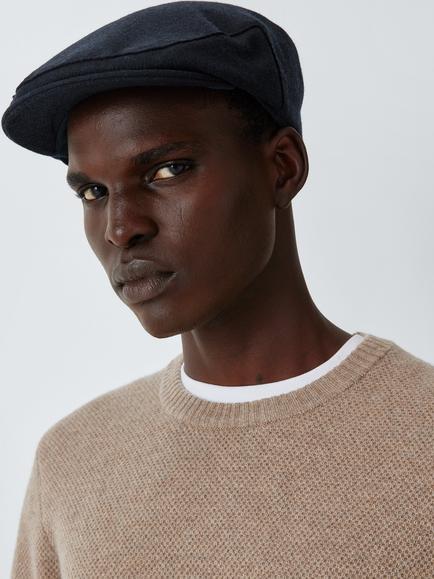 John Lewis Wool Plain Flat Cap, Navy, Navy