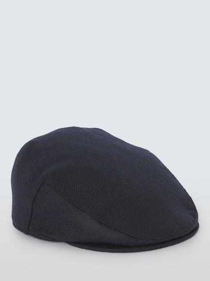 John Lewis Wool Plain Flat Cap, Navy - view 2, Navy