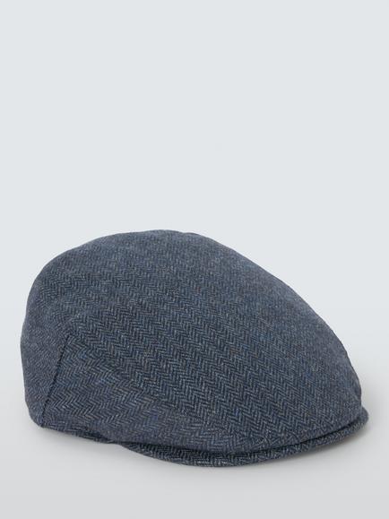 John Lewis Wool Herringbone Flat Cap, Walnut Brown - view 2, Walnut Brown