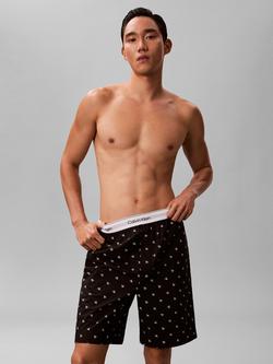 Calvin Klein Cotton Logo Pattern Lounge Shorts, Black, Black