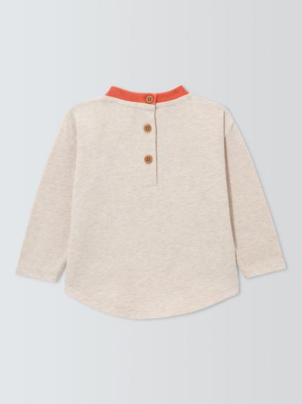 John Lewis Baby Fox Appliqué Long Sleeve Top, Natural - view 2, Natural