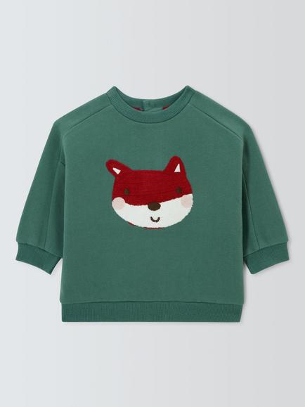 John Lewis Baby Fox Sweatshirt, Green, Green