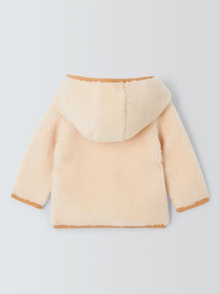 John Lewis Baby Appliqué Borg Hoodie, Natural - view 2, Natural