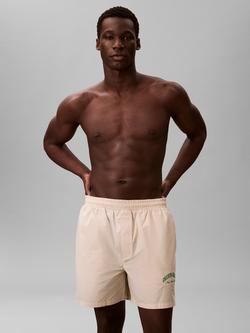 Calvin Klein Cotton Heritage Crest Lounge Shorts, Natural Beige, Natural Beige