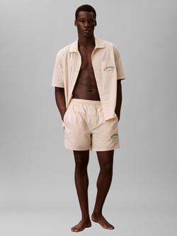 Calvin Klein Cotton Heritage Crest Lounge Shorts, Natural Beige - view 2, Natural Beige