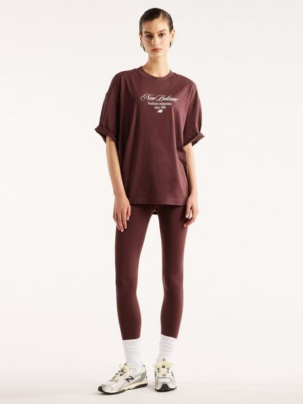 New Balance Cotton Pressed Flowers Memo Oversized T-Shirt, Cherry Leather - view 2, Cherry Leather