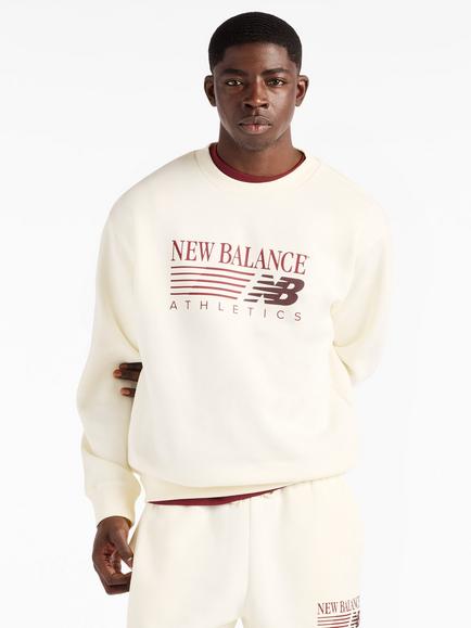 New Balance Cotton Blend Reimagined Fleece Crew Neck Top, Angora (aga), Angora (aga)