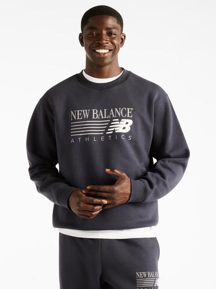 New Balance Cotton Blend Reimagined Fleece Crew Neck Top, Dark Night, Dark Night
