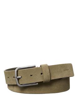 Calvin Klein Round Buckle Suede Belt, Taupe, Taupe
