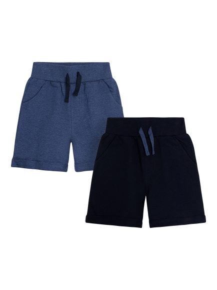 JoJo Maman Bébé Kids' Drawstring Jogger Shorts, Pack of 2, Navy, Navy