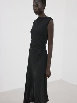 Mango Asymmetric Midi Dress, Black, Black