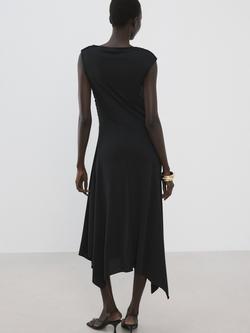 Mango Asymmetric Midi Dress, Black - view 2, Black