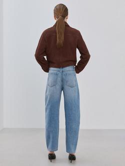 Mango High Rise Barrel Wide Leg Jeans, Blue - view 2, Blue