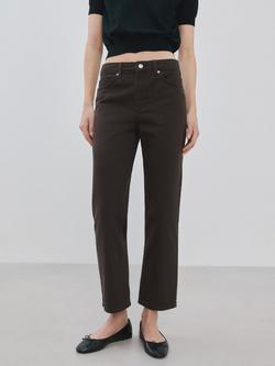 Mango Blanca Mid Rise Straight Cropped Jeans, Chocolate, Chocolate