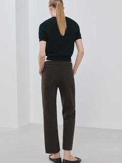 Mango Blanca Mid Rise Straight Cropped Jeans, Chocolate - view 2, Chocolate