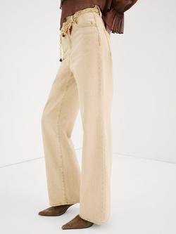 Mango Danila High Rise Wide Leg Jeans, Sand, Sand
