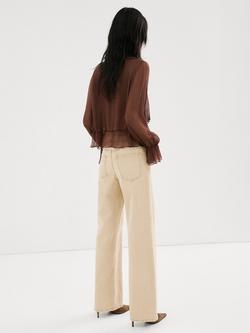 Mango Danila High Rise Wide Leg Jeans, Sand - view 2, Sand